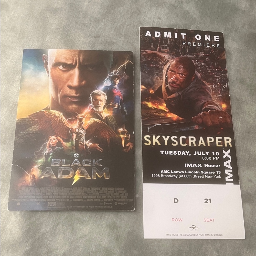 Black Adam & Skyscraper World Premiere Invitation card Ticket THE ROCK Dwayne J